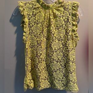 Anthropologie Yellow/Nude Lace Top - Sz M - NWT!